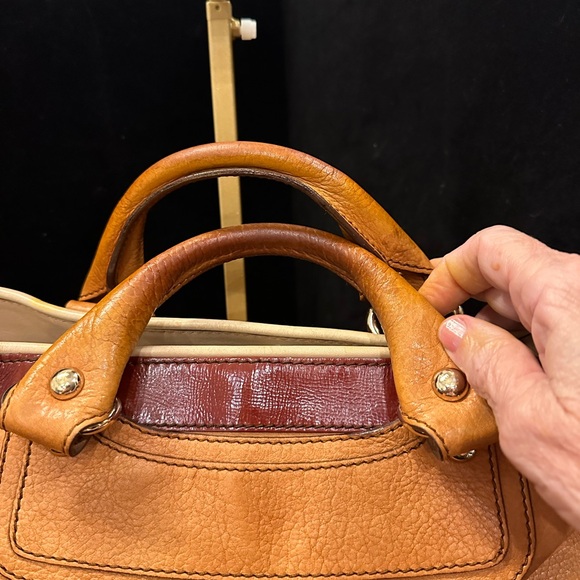 Celine Gorgeous Tan and Red Leather Satchel - Picture 9 of 16